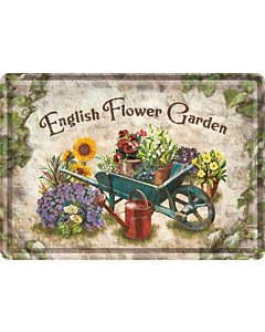 Postkaart metallist 10x14,5cm /  English Flower Garden