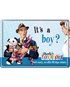 Postkaart metallist 10x14,5cm / It's a boy?