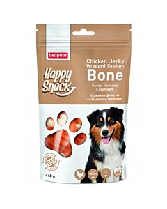 Beaphar Chicken Jerky Wrapped Calcium Bone / Kanaliharibasse mähitud kaltsumikondike koertele, 60 gr