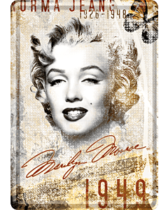 Postkaart metallist 10x14,5cm / Marilyn Monroe