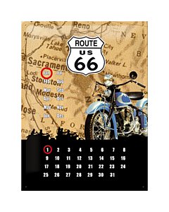 Retro stiilis kalender 30x40cm / Route 66 Sinine Mootorratas