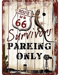 Metallplaat 30x40cm / Route 66 Survivors Parking only