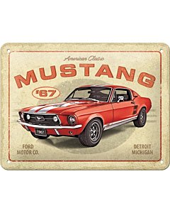 Metallplaat 15x20cm / Ford Mustang - GT 1967 Red