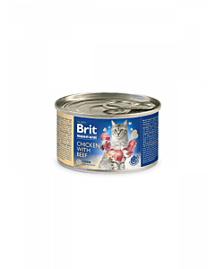 Brit Premium by Nature Chicken with Beef kana- ja veiseliha pasteedis täiskasvanud kassidele 200g