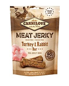 Carnilove Dog Jerky Turkey & Rabbit maius koerale kalkunist ja küülikust valgupulk 100g 