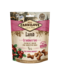 Carnilove Dog Snack Lamb with Cranberries /lambaliha ja jõhvikatega koeramaius 200g