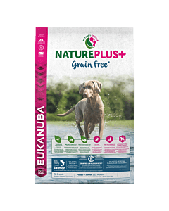 Koeratoit Eukanuba NaturePlus+ Grain Free Puppy & Junior - värskelt külmutatud lõhega./ 10 kg