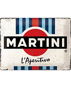 Metallplaat 30x40cm / Martini - L'Aperitivo Racing Stripes