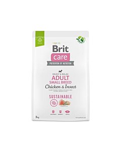 Brit Care Sustainable Adult Small Breed Chicken&Insect koeratoit 3kg