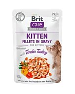 Brit Care Fillets in Gravy Turkey Kitten märgtoit kassipoegadele / kalkunifilee 85g