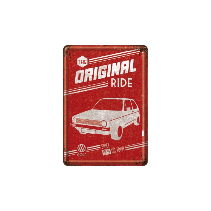 Postkaart metallist 10x14,5cm / VW Golf The Original Ride