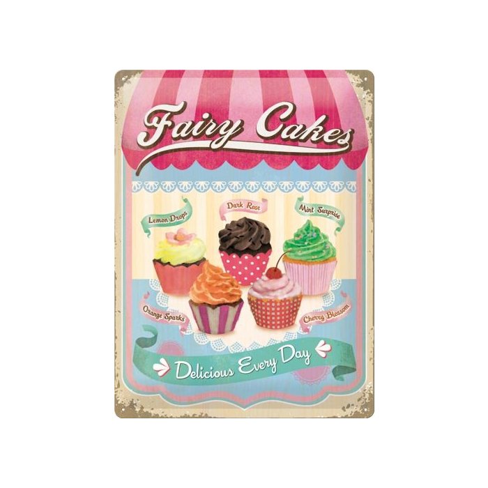 Metallplaat 30x40cm / Fairy Cakes Delicious Every Day