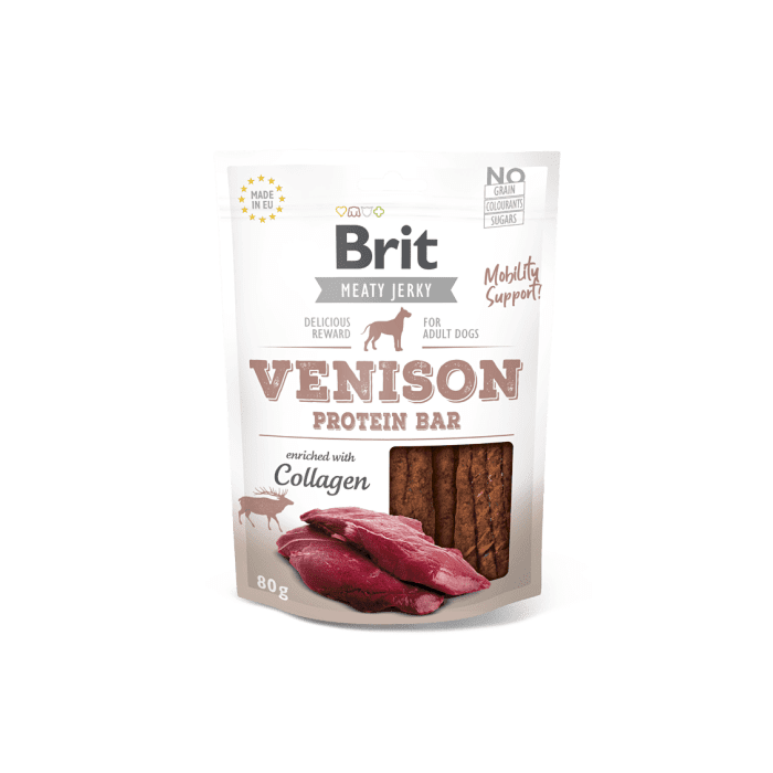 Brit Jerky Venison Protein Bar Snack närimismaius koertele 80g