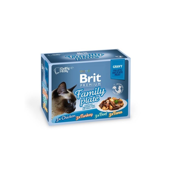 Brit Premium Delicate Gravy Family multipakk märgtoit kassidele 12x85g
