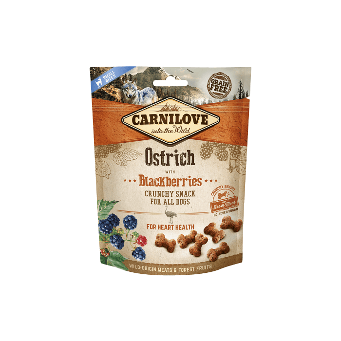 Carnilove Dog Snack Ostrich with Blackberries värske lihaga koeramaius 200g