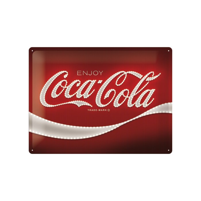 Metallplaat 30x40cm / Coca-Cola - Logo Red Lights
