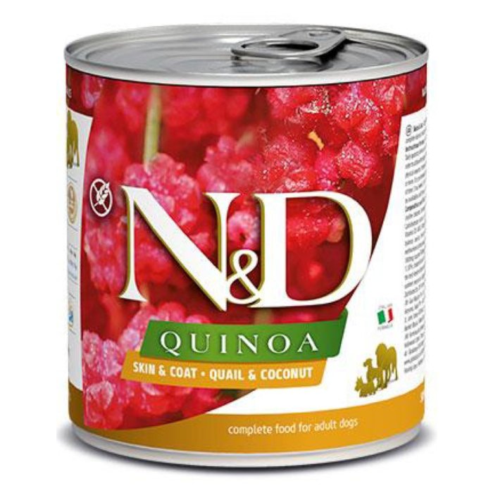 Farmina N&D Quinoa Skin & Coat Quail & Coconut GMO ja teraviljavaba koerakonserv / 285g