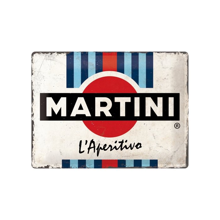 Metallplaat 30x40cm / Martini - L'Aperitivo Racing Stripes