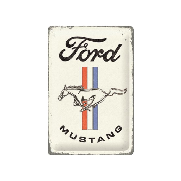 Metallplaat 20x30cm / Ford Mustang - Horse & Stripes Logo