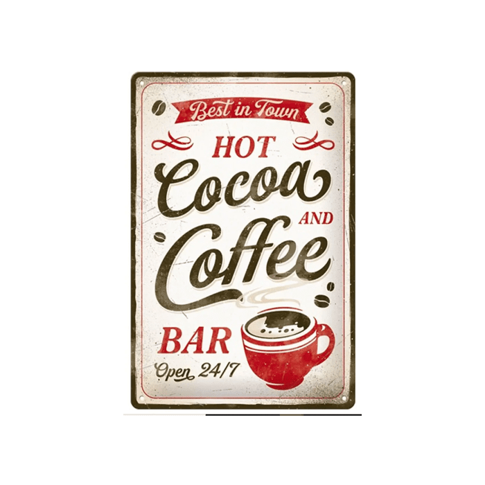 Metallplaat 20x30cm / Hot Cocoa & Coffee
