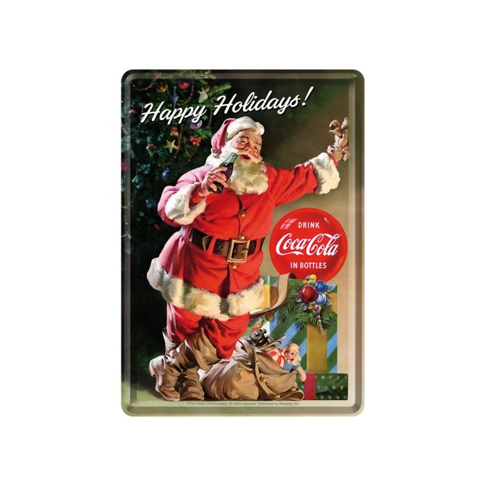 Postkaart metallist 10x14cm / Coca-Cola Happy Holidays!