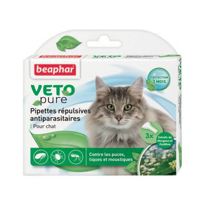 Beaphar Veto Pure Spot On täpilahus kassile puukide ja kirpude tõrjeks / 3x0,4ml